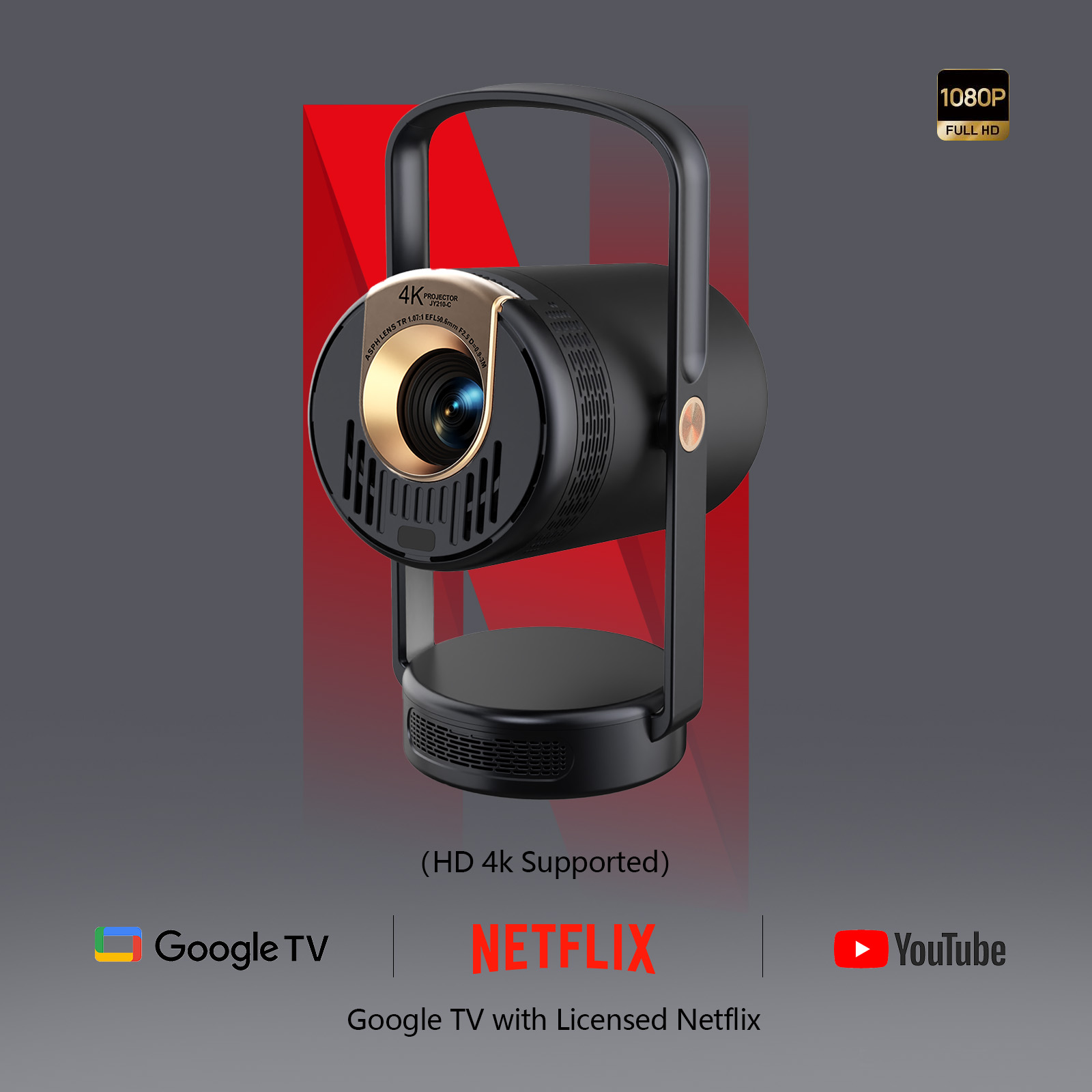 Home Cinema Gadgets - Nowy inteligentny przenośny projektor 2026, 1080P