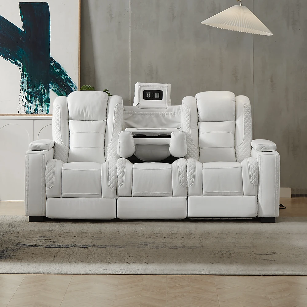 Home Cinema Theater - Luksusowa rozkładana sofa elektryczna z białej